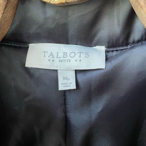 Talbots Black White Fair Isle Sweater Vest Fur Trim M Petite - Picture 7 of 8